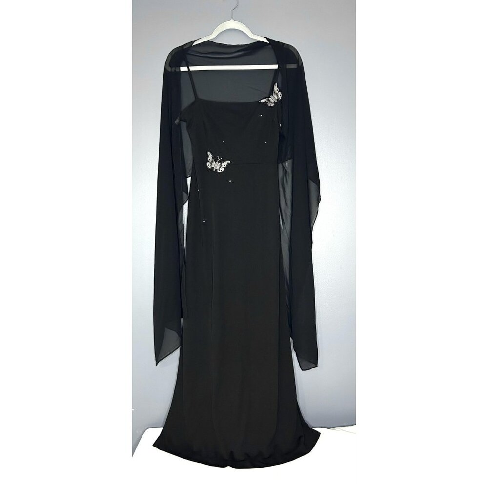 90s Y2K Whimsygoth Dress Womens 6 Formal Gown Butterfly Ethereal‎ Fairy USA Cape